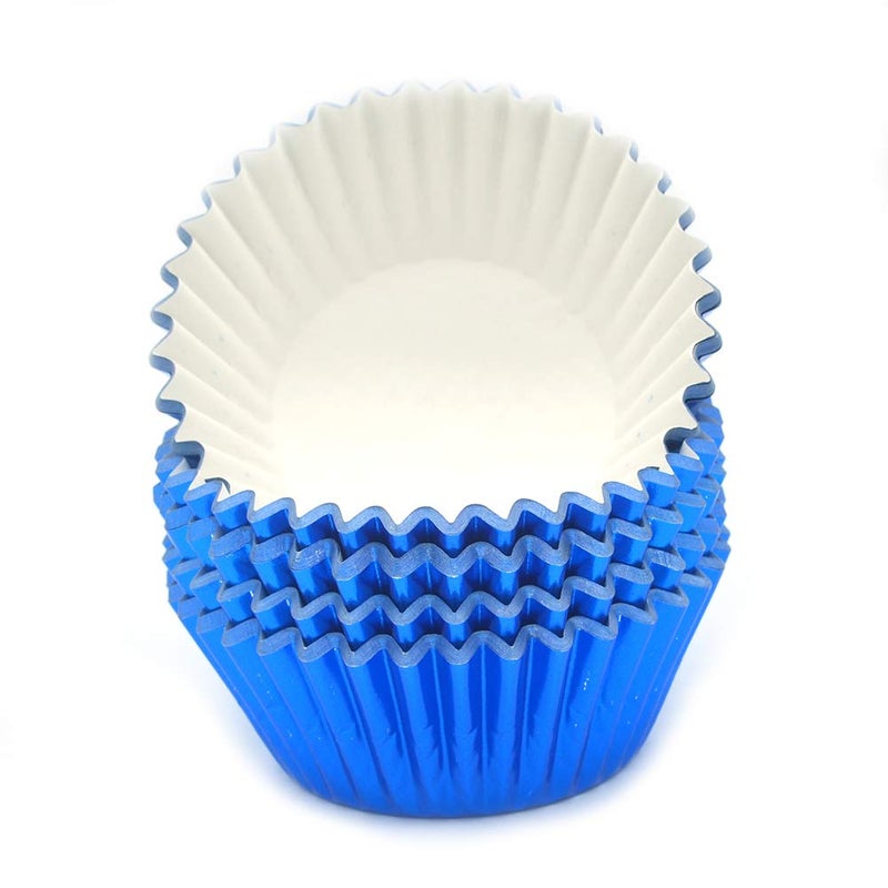 Mombake Standard Blue Foil Cupcake Liners Muffin Baking Cups for Party and More, 100-Count - Image 2